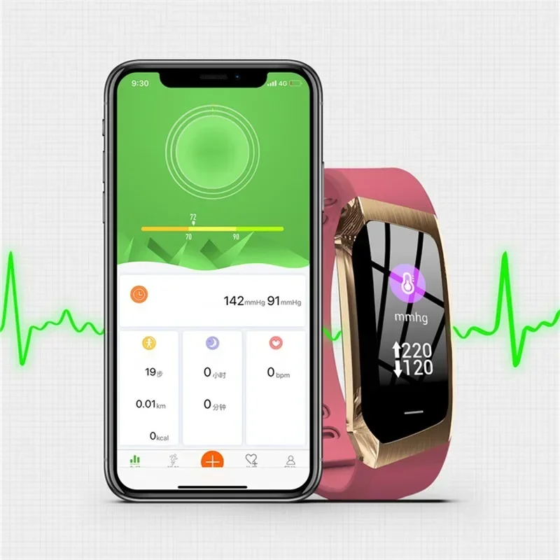 Smart Watch Smart Bracelet E18 Smart Bracelet Blood Pressure Heart Rate Monitor Fitness Activity Tracker Watch Waterproof Men Women Sport Wrist Band