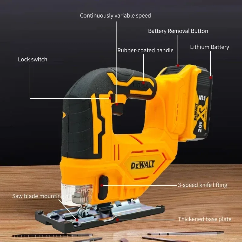 Dewalt 3000RPM 브러시리스 곡선 톱 무선 전기 지그 톱 휴대용 다기능 조절식 목공 전동 공구