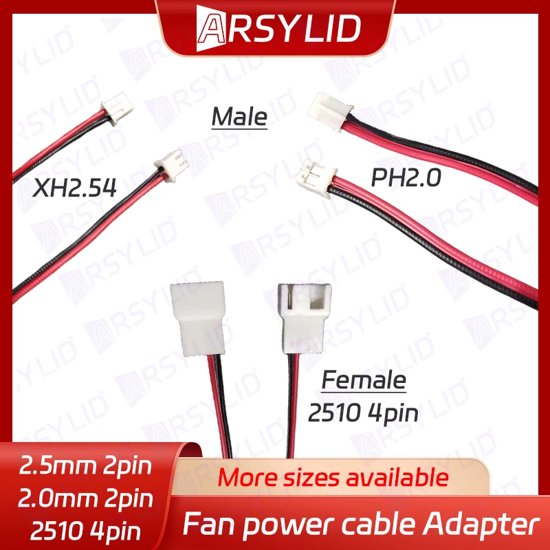 Conversion Cable Adapter ARSYLID 4pin 3pin to 2 pin 2.5mm for VGA cooling fan Power supply mini 2pin