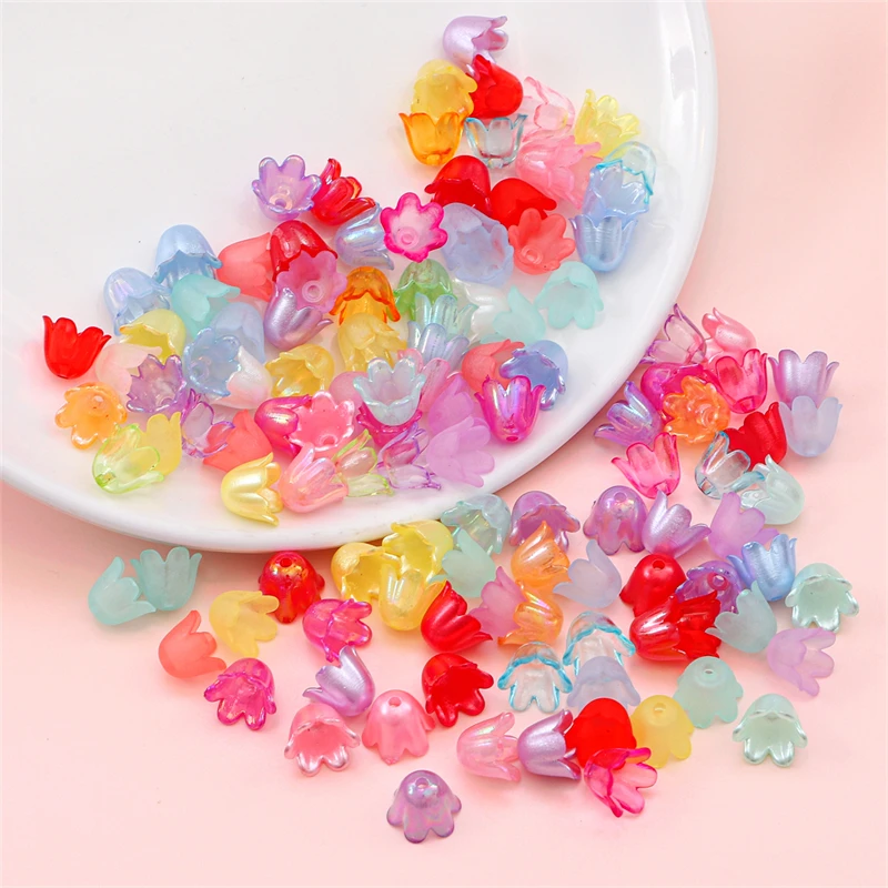 Decorative beads - stars, pink mix, 90pcs 