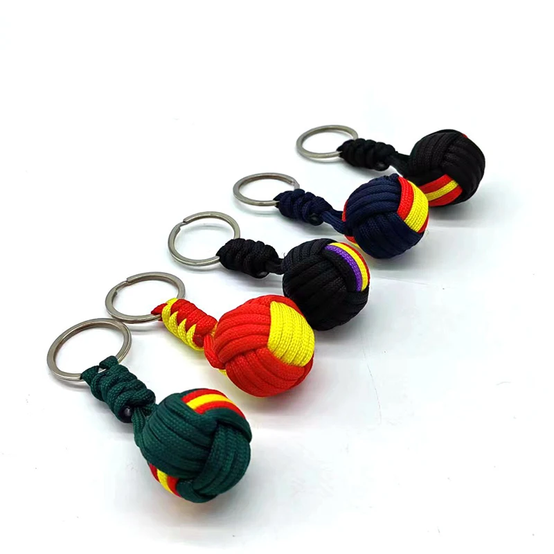 Military Parachute Woven Rope Ball Keychain Lanyard Key Ring Monkey Fist Key Chains Outdoors Survival Tool Jewelry