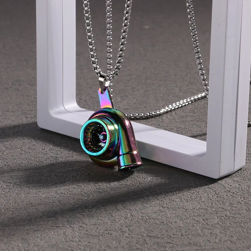 

Colorful Turbo Pendant Necklaces for Men Hip Hop Stainless Steel Chains Vintage Man's Choker Fashion Jewelry Gift