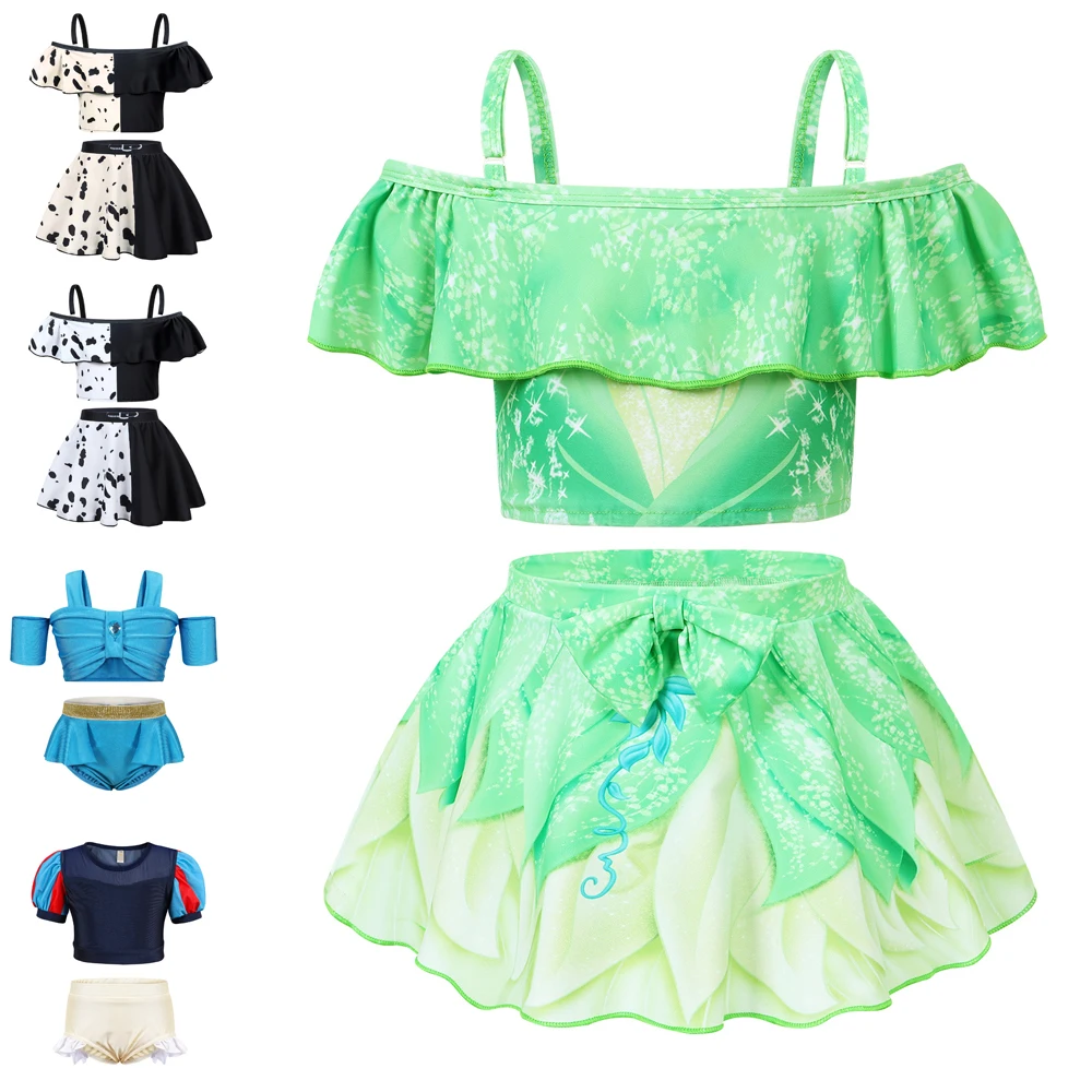 Jurepecia Ragazze Due Pezzi Costumi Da Bagno Cruella Tankini Costume Da Bagno Ragazza Gonna A Pieghe Bikini Tiana Principessa Costumi Da Bagno Set