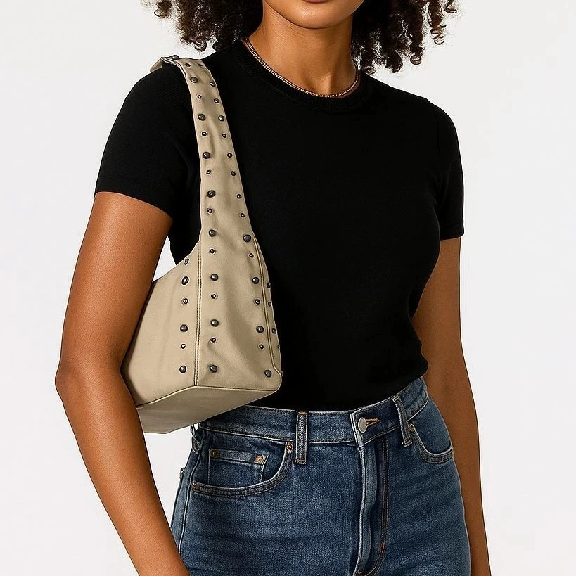 Autumn&Winter Women Cotton Padded Shoulder Bag Large Capacity New Handbag Solid Quilted Tote Bag Embroidered Thread Underarm Bag