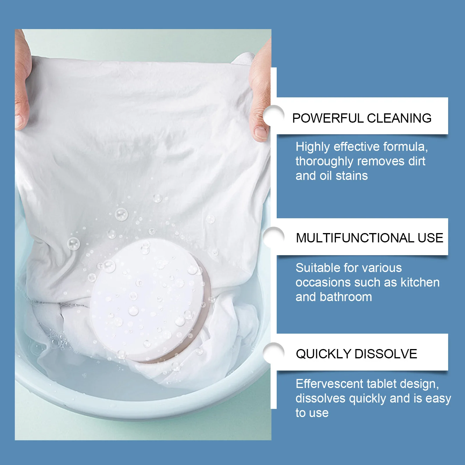 20pcs / 40pcs Multi-functional Cleaning Tablet Universal Stain Removal Kitchen Clothing Oil Cleaning Heavy Grease Foam Detergent