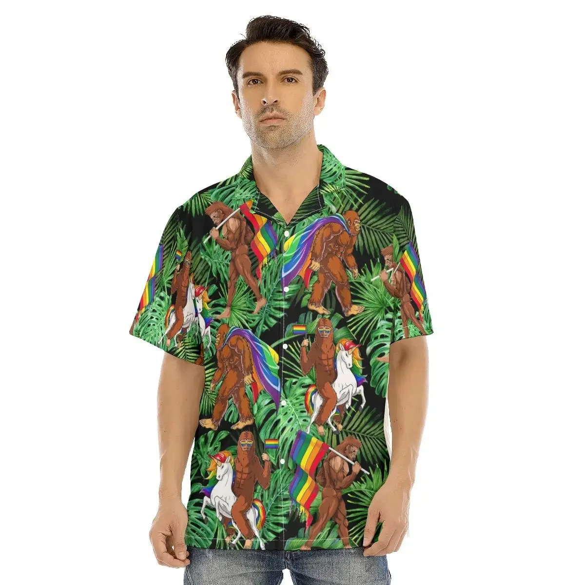 New Men's Hawaiian Shirt Anime Print Gengar Kawaii Funny Full 3D Print Short Sleeve Button Up Summer Shirts