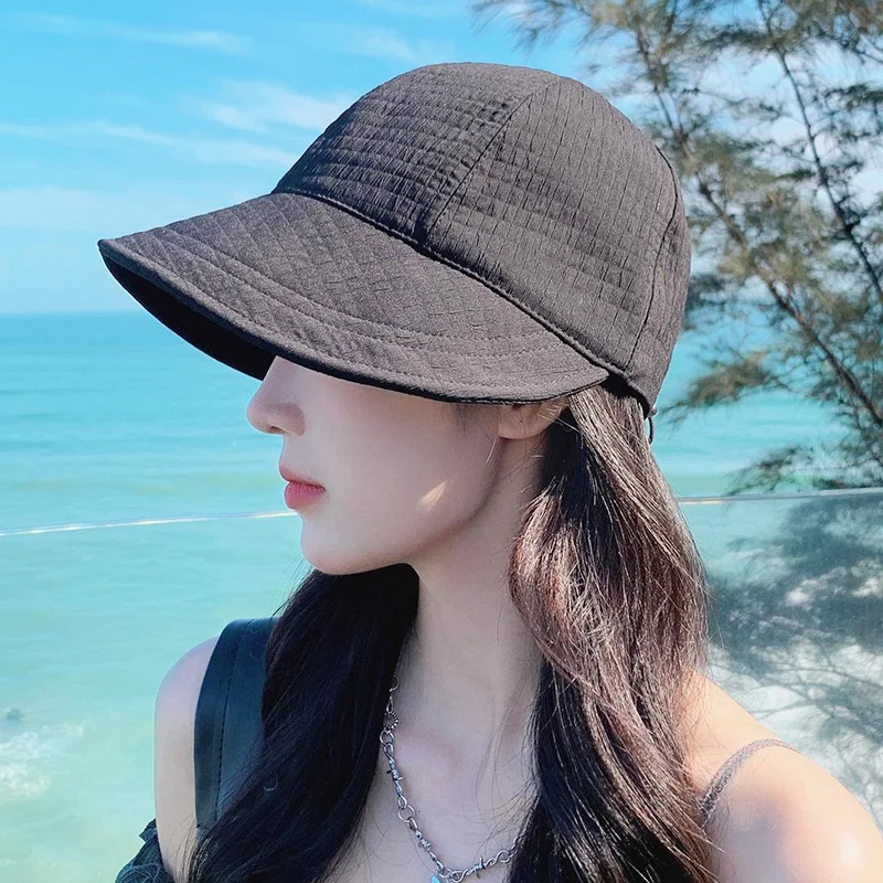 여성용 접이식 넓은 챙 모자, 조정 가능한 휴대용 야외 비치 버킷 햇, 여름 태양 보호 바이저, 어부 모자, 파나마 모자