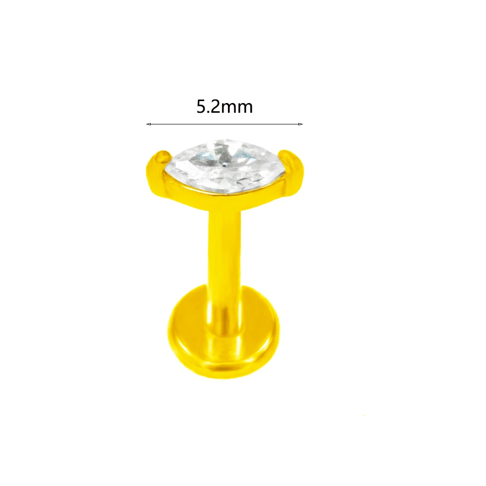 Body Piercing Jewelry ASTM F136 G23 Titanium Labret Piercing Starfish Earring Stud Bee Leaf Push In CZ Threadless Cartilage 16/18/20G