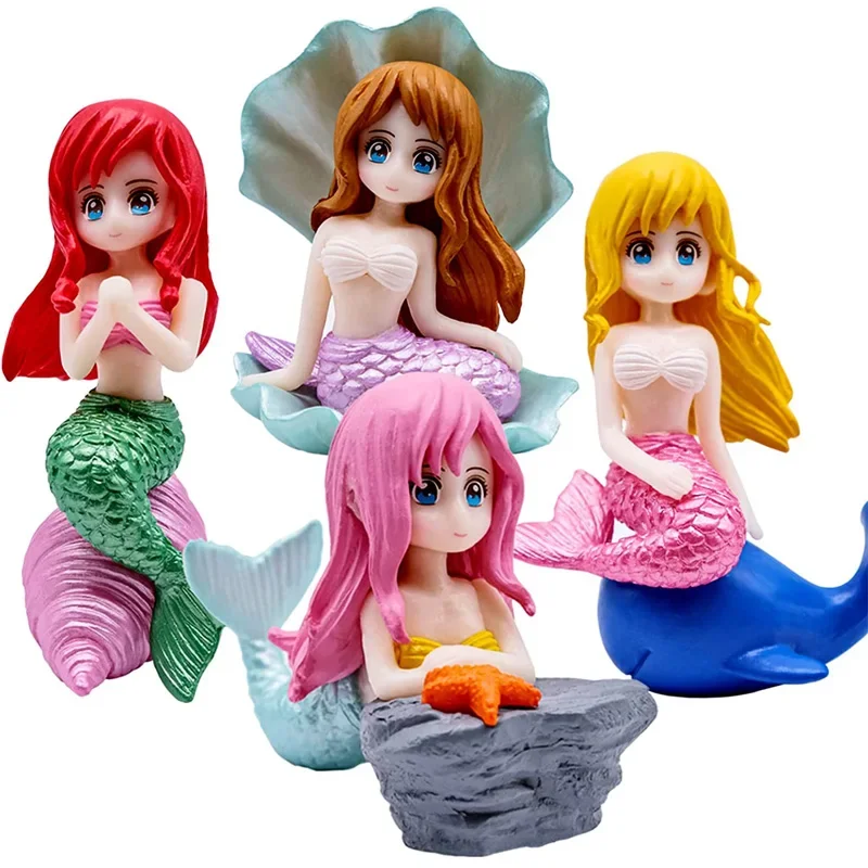 Mermaid Figurines for Aquarium Fish Tank Little Mermaid Ornament DIY Cake Decor Desk Craft Accessories Home Decorations fish tank ornaments fish tank decorations aquarium ornaments
