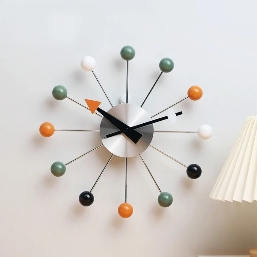 Modern Wall Clock Silent Non Ticking 13 Inch Pop Color Decorative Ball Clocks for Living Room Kitchen Office Wall Clocks