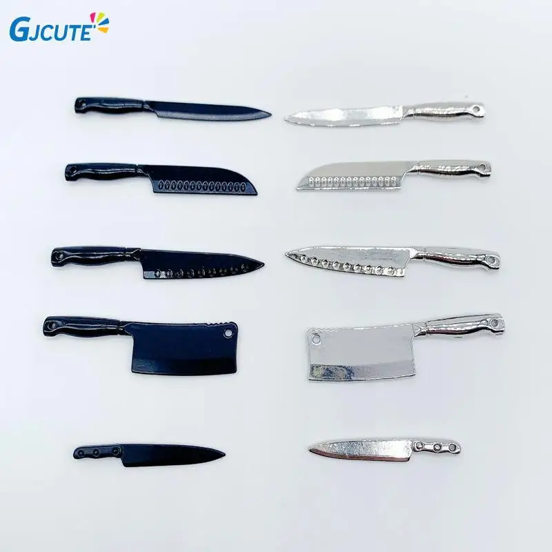 

1 Set Mini Knives Model Dollhouse Kitchen Cooking Utensils Accessories Children's Pretend Play Toys For 1/6 1/12 Dollhouse