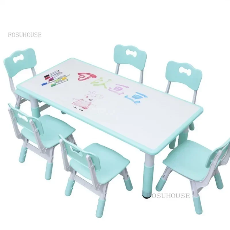 Kindergarten Table and Chair Set Can Lift Kid's Learning Desk School Writing Desk Painting Graffiti Early Education Tables b