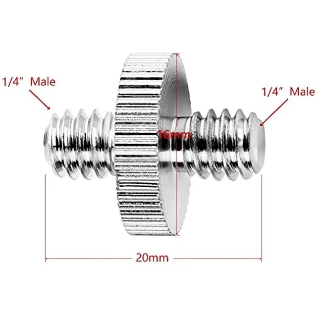 Adaptateur métallique fileté 1/4 "mâle à 1/4" mâle, adaptateur à Double vis mâle de 1/4 pouces, prend en charge le trépied, accessoires d'appareil photo 2