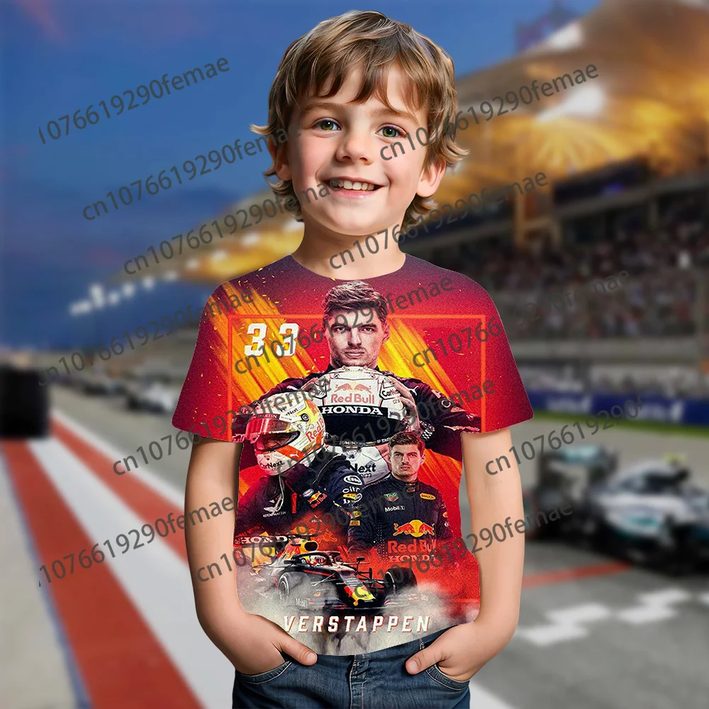 클래식 네덜란드 F1 레이싱 드라이버 3D 프린트 편안한 티셔츠, 소년 소녀, 데일리 스트리트 캐주얼 편안한 상의, 여름