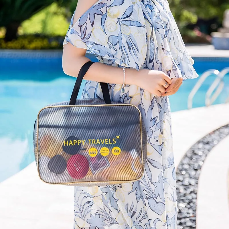 

PVC Waterproof Transparent Women Cosmetic Bag Portable Travel Organizer Toiletry Bag Bath Wash Make Up Bag Fitness Yoga Bag