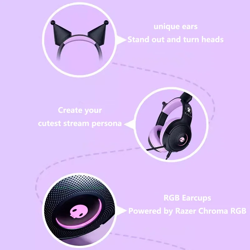 【新品】Razer Kuromi Kraken V3 X Headset クロミ Razer x Sanrio Kuromi Kraken V3 X Wired Headset Headphone Limited