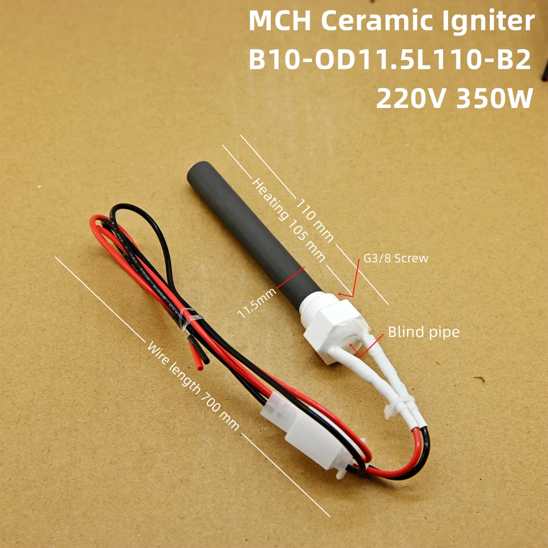 220V 350W Ceramic Igniter,pellet barbecue stove heating furnace Ignition rod, internal and external insulation, safe and env