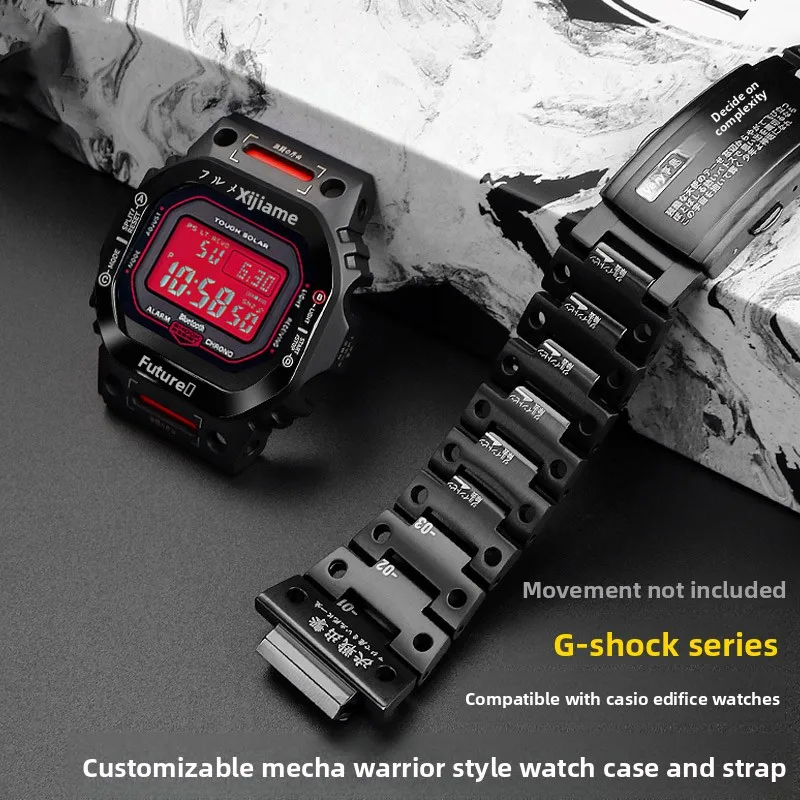 DW5600 Mecha style Mod kit Metal Case strap For Casio G-SHOCK DW