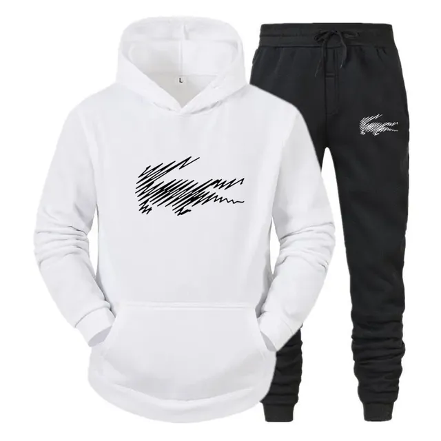 2 Pieces Sets Tracksuit Hooded Sweatshirt +Drawstring Pants Male Sport Hoodies Running Sportswear Men Women Brand Autumn Winter