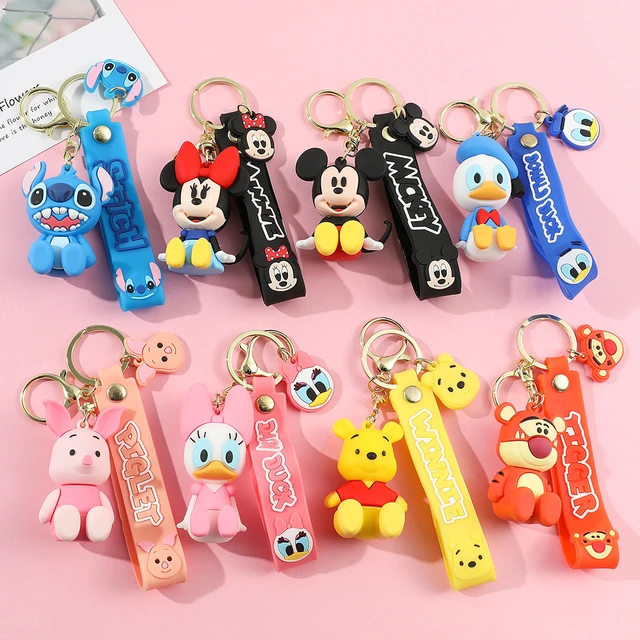 Cute Genuine Leather Keychain Mickey Mouse Lanyard Keyring Clothes Backpack  Bag Pendant Car Accessories Horseshoe Buckle Gifts - AliExpress