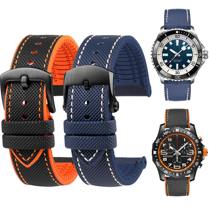 Per Breitling Seawolf Avenger Super Marine Watchband Cinturino In Gomma Impermeabile Da Uomo In Silicone 20Mm 22Mm Accessori Per Cinturino Da Polso