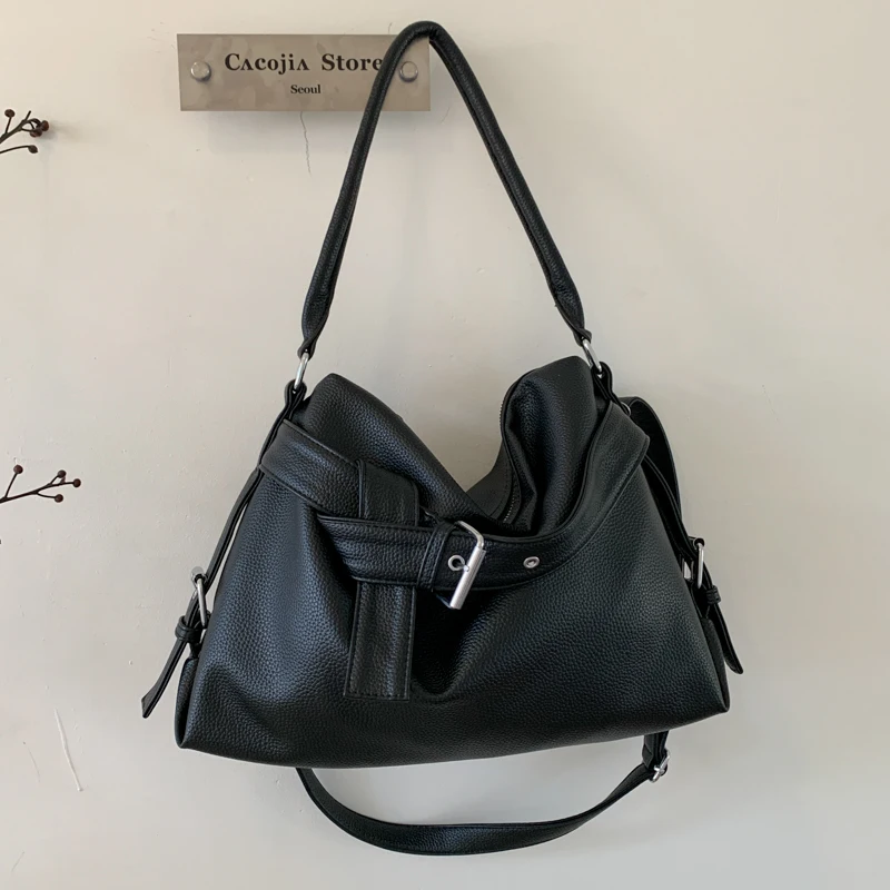 PU Leather Vintage Shoulder Bag Large Capacity Retro Tote Handbag Versatile Crossbody Bag Travel Shopping Work Handbag