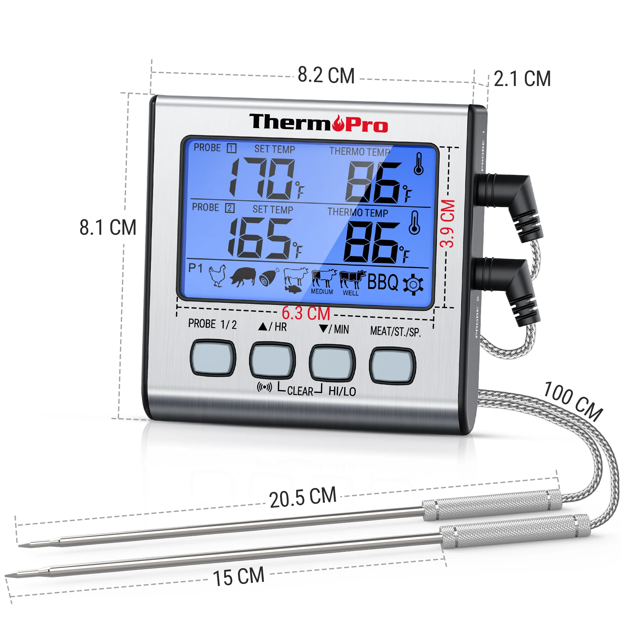 ThermoPro TP17 Digital Backlight LCD Display Dual Probe BBQ Oven Meat Grill Cooking Kitchen Thermometer