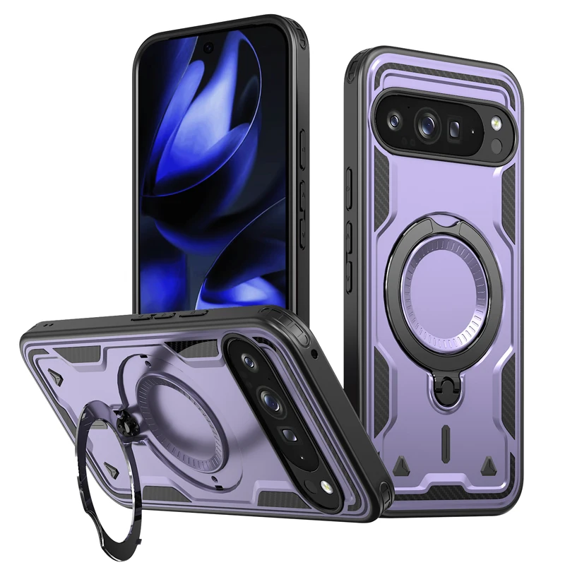 Military Drop-Proof Hard Case with 360° Adjustable Ring Stand