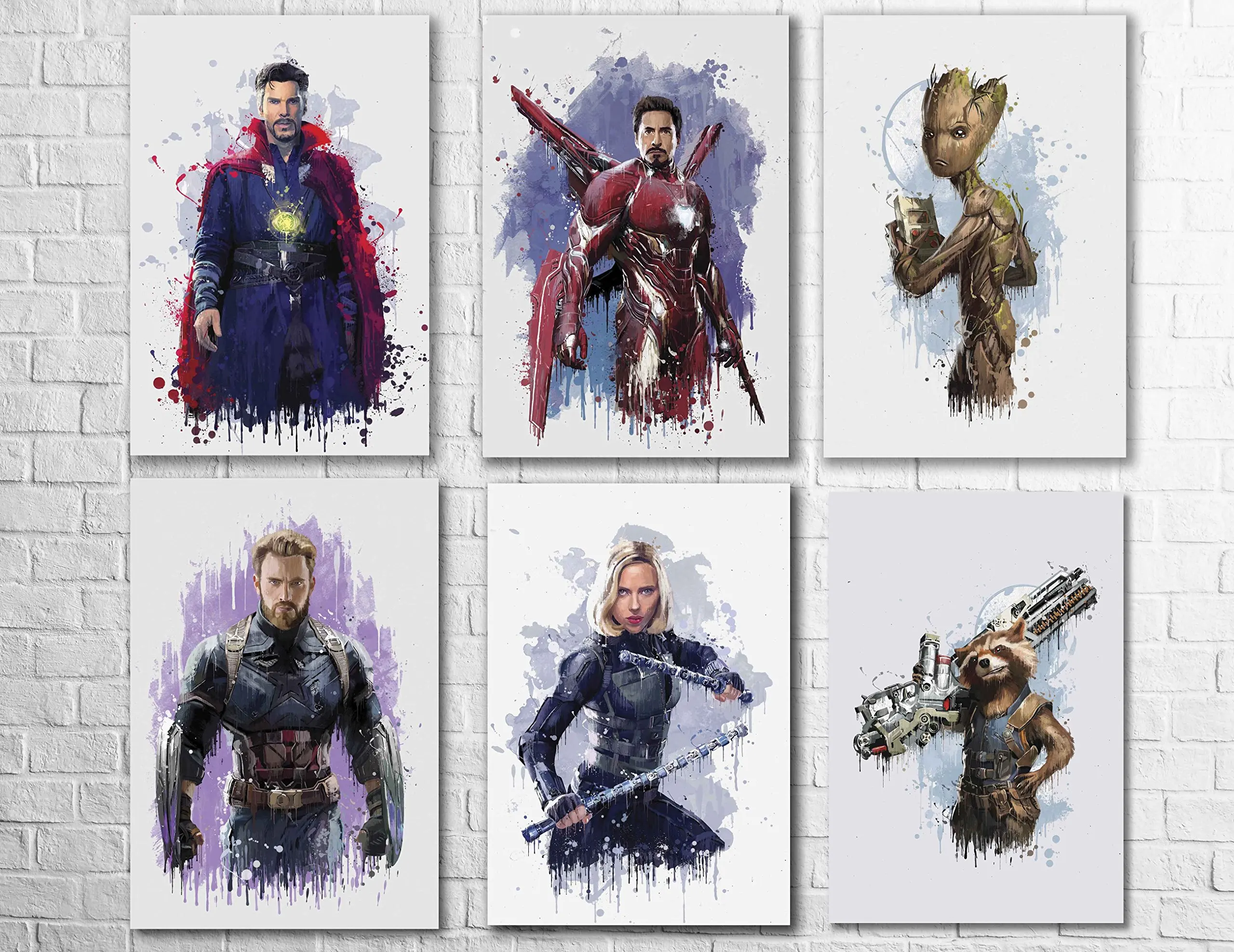 Disney Superhero Avengers Infinity War Movie Poster Thor Groot Acquerello Canvas Painting Wall Art For Room & Office Home Decor