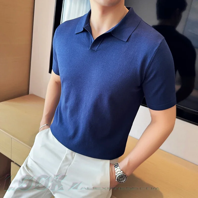 Saashi Men's Spring Autumn Casual Breathable Business Long Sleeve Polo T-Shirt.