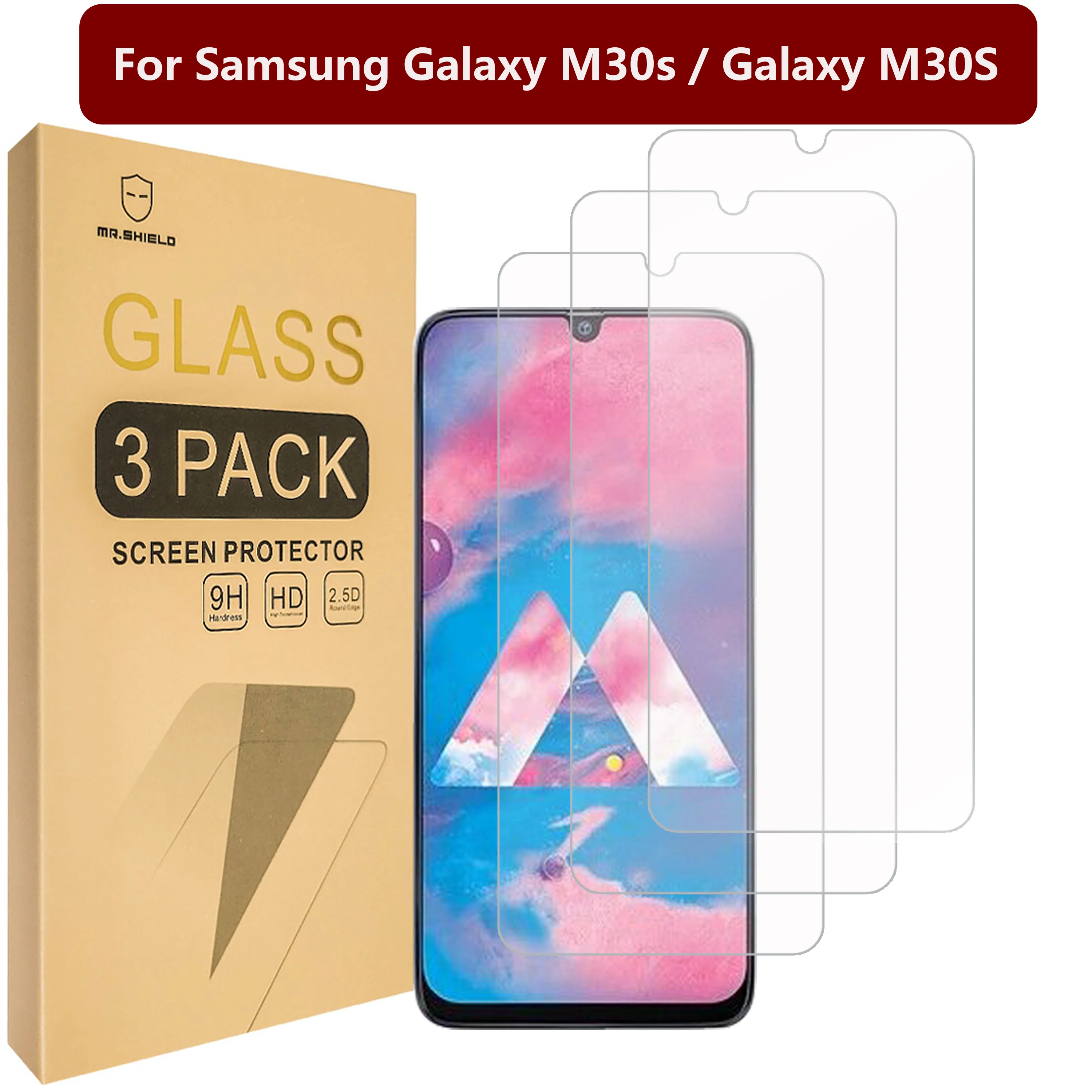 

Mr.Shield [3-PACK] Designed For Samsung Galaxy M30s / Galaxy M30S [Tempered Glass] Screen Protector