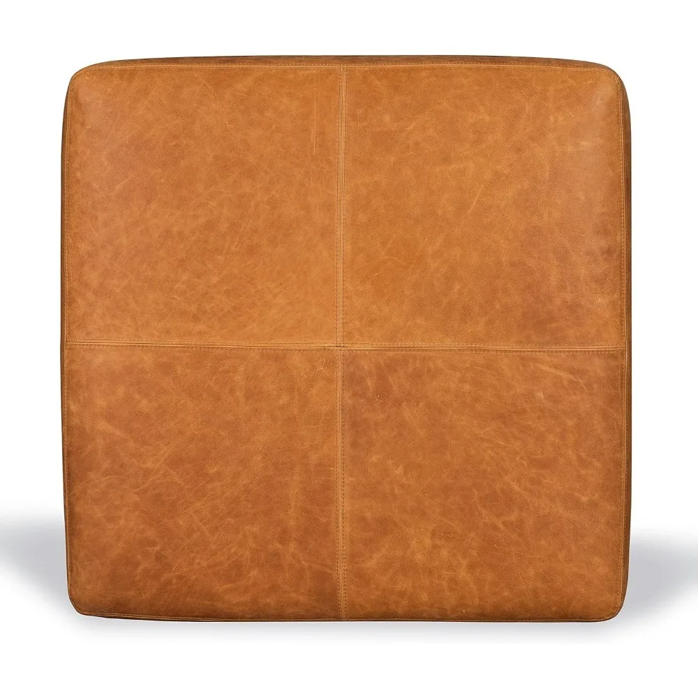 POLY & BARK Sequoia Ottoman in Full-Grain Pure-Aniline Italian Tanned Leather in Cognac Tan 5