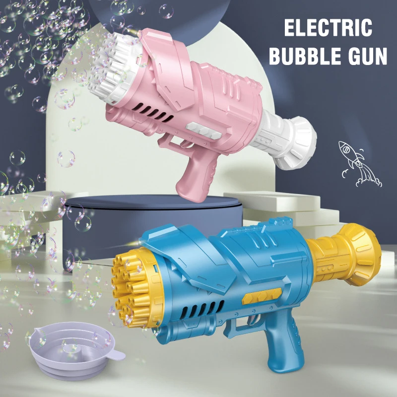 25 Holes Bubble Gun Toys for Kids Electric Soap Blower with Light Bubble Machine Automatic Maker Summer Party Outdoor Games