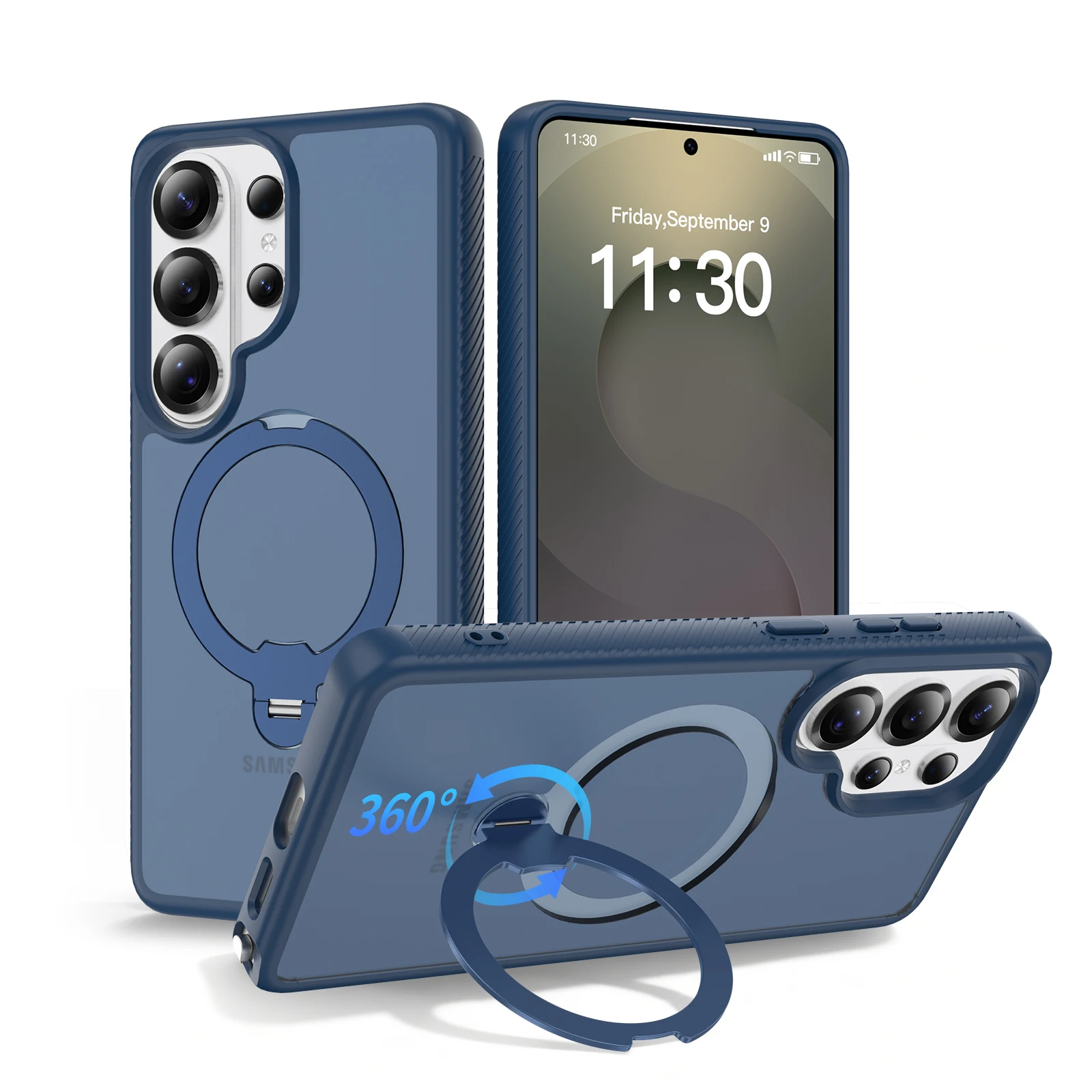 Rotating Magnetic Ring Stand Case - Shockproof Lens Protection & Wireless Charging Compatible