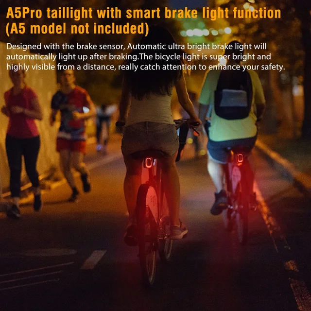 Bicycle Alarm Taillight Anti Theft Bike Light Smart Auto Brake Sensing Remote Control USB Charging Waterproof Lamp 2