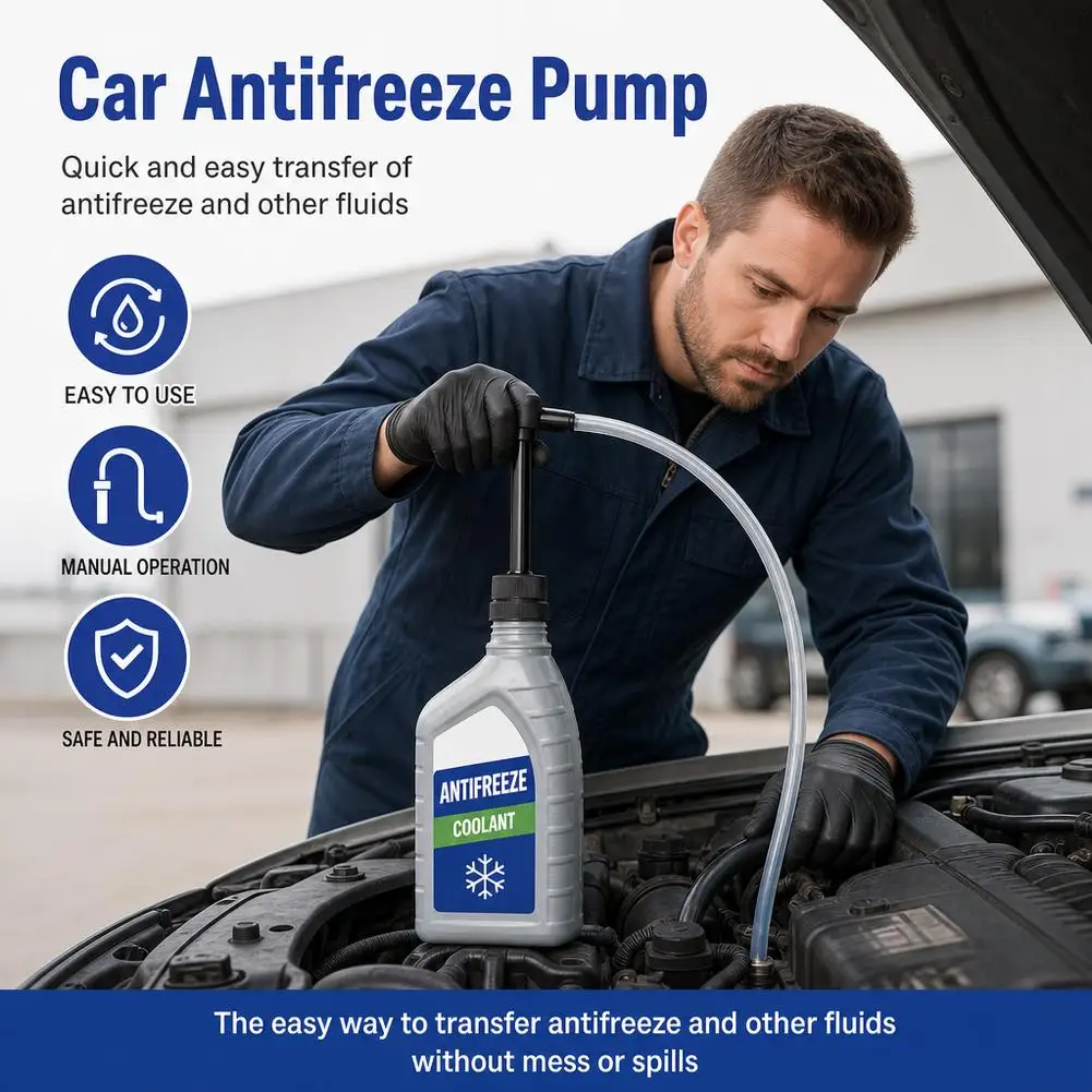 Versatile Automotive Fluid Transfer Hand Pump with Flexible Hose