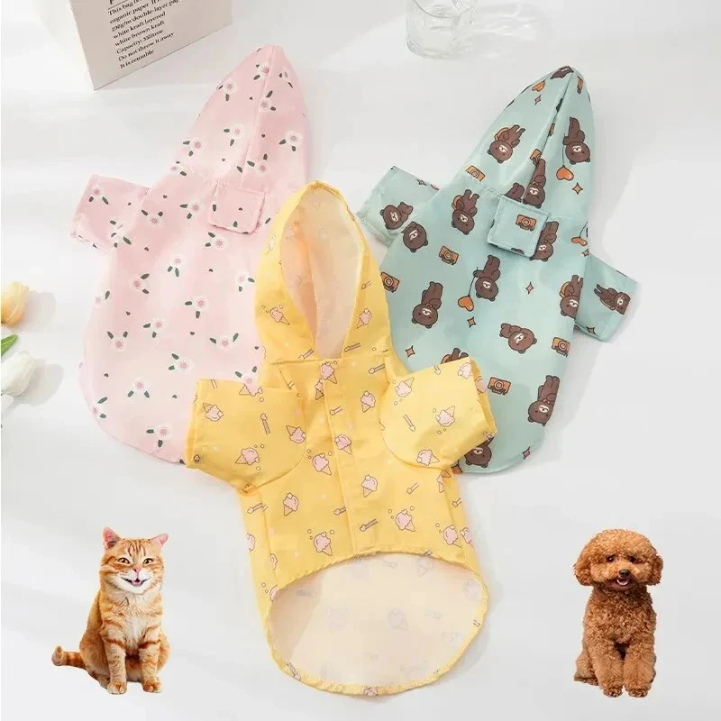 Dog Raincoat Waterproof Chihuahua All-inclusive Raincoat Harness Raincoat Outdoor Waterproof Clothes Summer Classic Short Sleeve