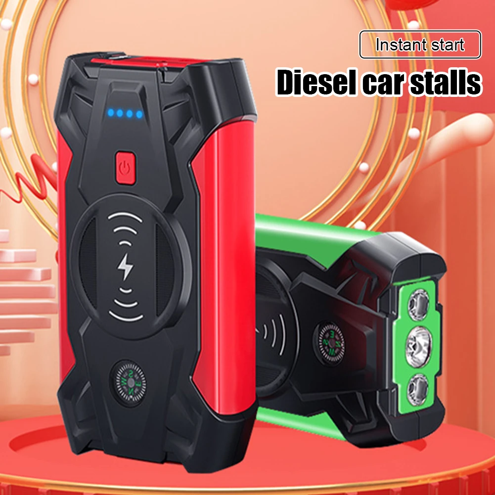 gooloo jump starter 28000mAh Car Battery Jump Starter Portable Emergency 12V Auto Battery Booster 5V/1A USB Output Wireless Charging LED Flashlight car jump starter