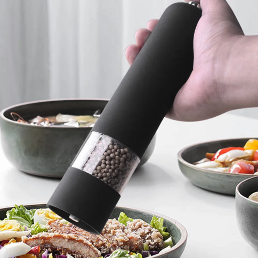 Salt and Pepper Grinder Electric Pepper and Salt Mill Grinder LED Light Cordless Adjustable Coarseness Spice Grinder Kitchen Cooking Helping Tool