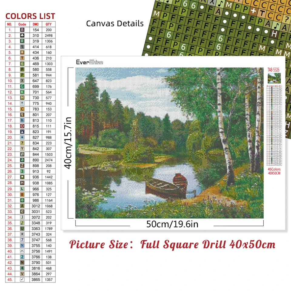 EverShine Diamond Painting Tree Rhinestone Picture 5D DIY Diamond Embroidery Lake Landscape Cross Stitch Mosaic Birch Home Decor