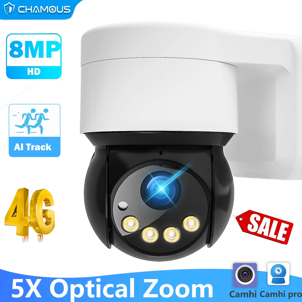 8MP 4K WiFi IP Camera PTZ 5MP 4G Sim card Security Camera Outdoor AI