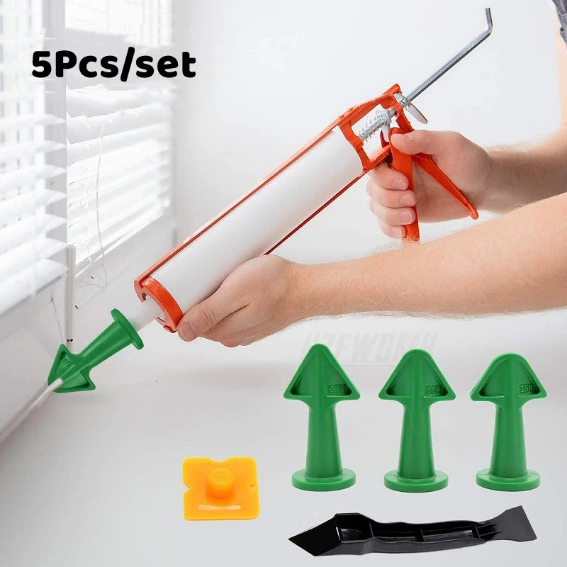 5Pc Caulking Nozzle Applicator Finishing Tool Spatula Plastic Glue Shovel Tile Brick Joint Convenient Floor Silicone Remover Set