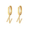 Initial earrings women Golden Color Letter Drop Hoop Earrings for Women French Glossy Initial Hoop Earrings Jewelry wholesale 6