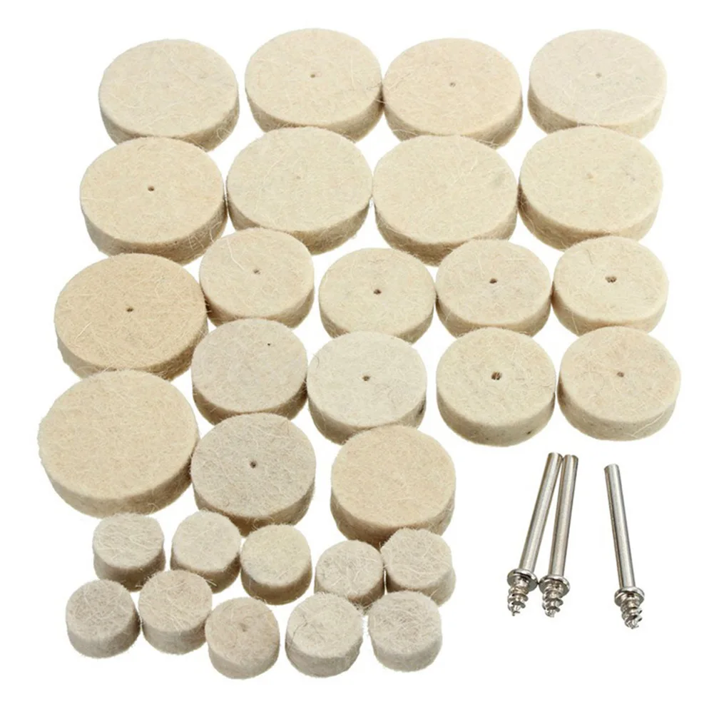 33-teiliges Set aus Wollfilz-Polierscheiben, Polierpads, Schmuckspiegelpolierpads mit 3mm Schaft für Bohrmaschinen und Rotationswerkzeuge – Detail 14