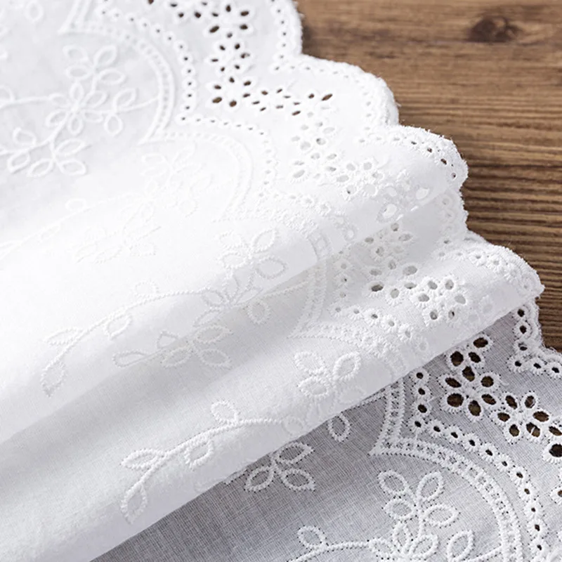 

25Yards White Cotton Hollow Embroidered Lace Ribbon Flowers Fabric Dress Applique Apparel DIY Sewing Accessories Dropshipping