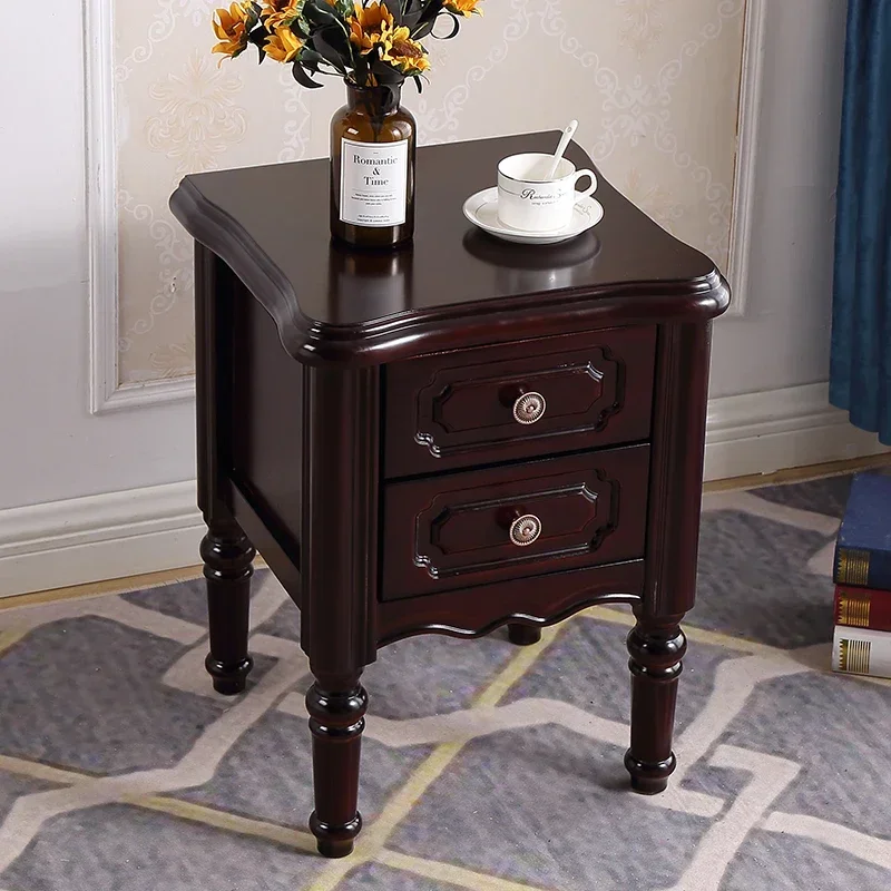 0J American Bedside Table Solid Wood Simple Modern Walnut Home Living Room Sofa Corner Cabinet Bedside Storage