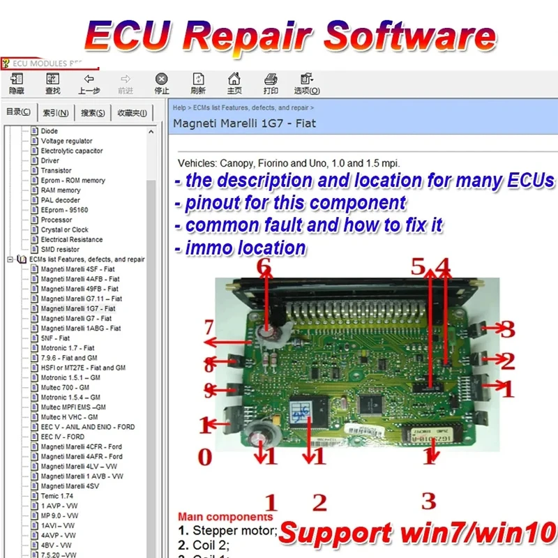 

2023 ECU Repair Software ECU Modules Repair Pinout Immo Location Including Multimeters Transistor EEprom Defects Car Repair Tool