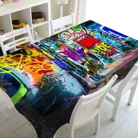 Nappe Murale Abstraite Effet Vieilli Graffiti pour Fête, Rectangulaire ou Carrée, Motif Briques Pulvérisées, Décoration Maison, Cadeau 1