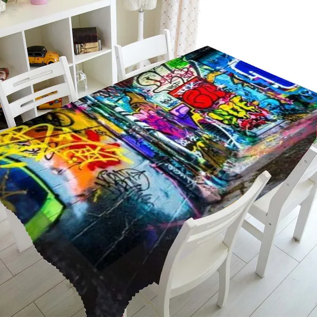 Nappe Murale Abstraite Effet Vieilli Graffiti pour Fête, Rectangulaire ou Carrée, Motif Briques Pulvérisées, Décoration Maison, Cadeau 1