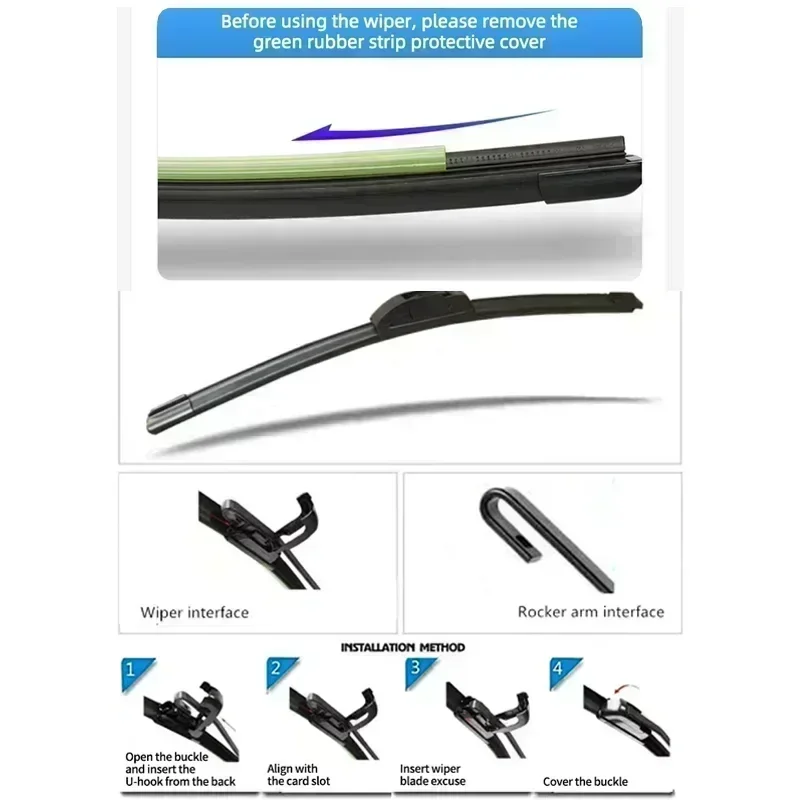 3x Front Rear Wiper Blades For Mitsubishi Pajero V80 V87 V93 V97 2007 - 2020 Montero Shogun Windshield Windscreen Window Brushes - Image 6